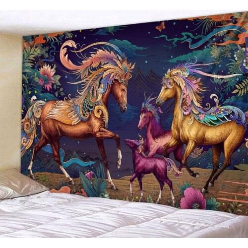 Ukiyo-e horse tapestry art horse wall hanging living room bedroom background tapestry bohemian bedside art deco tapestry