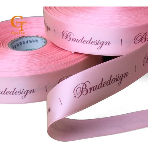 Custom logo silk satin ribbon tape printing,customized brand name hair bundles ribbon tape/ Kraft box gift packaging ribbon