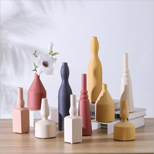 Nordic Creative Morandi Vase Craft Decoration Ceramic Home Living Room Desktop Decoration Dried Flower Plant Flower Arrangement