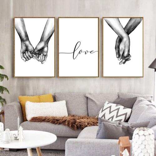 Nordic Black White Style Sweet Love Canvas Painting Wall Art Posters Minimalist Print LOVE Quotes Pictures for Living Room Decor