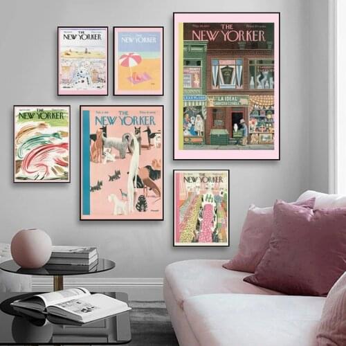 Modern The New Yorker Magazine Canvas Painting Retro Posters and Prints Wall Art Pictures for Living Room Wall Decor Cuadros