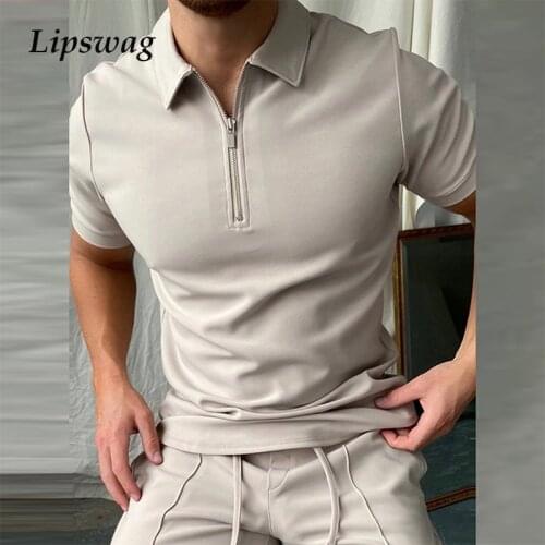 Vintage Patchwork Zipper Design Polo Shirts Men Casual 2021 Summer Short Sleeve Tops Mens Fashion Polo Shirt Harajuku Streetwear