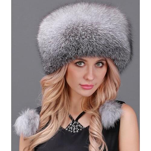 Womens Cap Winter Hats Real Fox Fur Pompom Hats Female Beanies Hat Natural Raccoon Fur Knitted Skullies Beanies