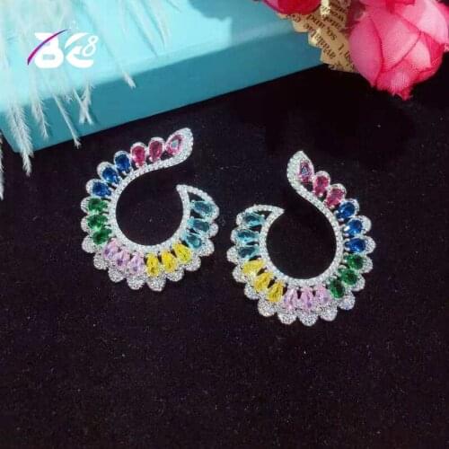 Be 8 Luxury Brand Earrings Full Micro Cubic Zirconia Paved Stud Earrings Fashion Jewelry Aretes De Mujer Modernos E778