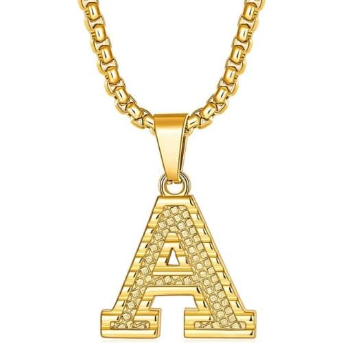A-Z Pendant Letter Necklace for Men Women Stainless Steel Gold Alphabet Pendant Necklaces Wholesale Dropshipping Jewelry