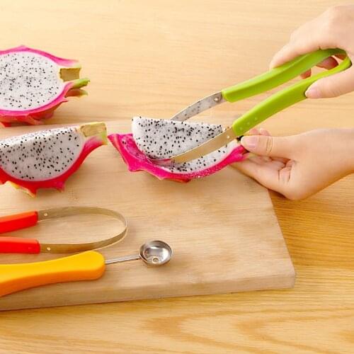 1PC 3 In 1 Stainless Steel Melon Baller Fruit Scoop Watermelon Slicer Ice Cream Scoops Salad Kitchen Gadget Cooking Tool OK 0494