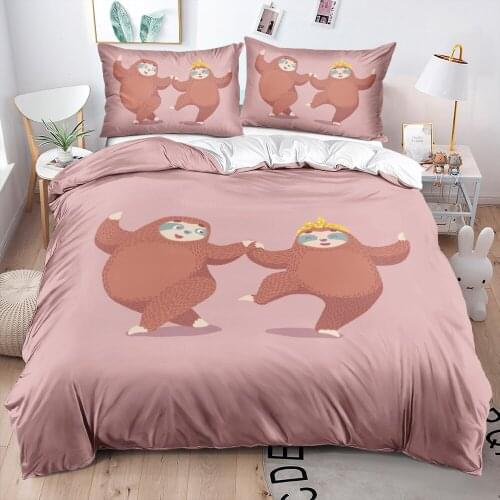 3D Custom Design Animal Linen Beds White Comforter Case Set Pillow Cottoms Twin King Queen Double Single Size Sloth Bed Linens