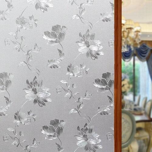 3D relief rose pattern living room bedroom office glass partition film toilet bathroom glass waterproof sunscreen matte film