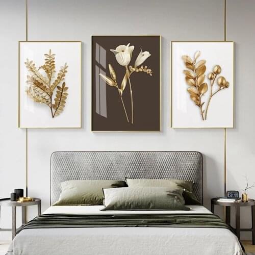 Abstract Golden Ginkgo Leaves Canvas Painting Modern Wall Art Pictures Nordic Style Home Decoration for Living Room No Frame