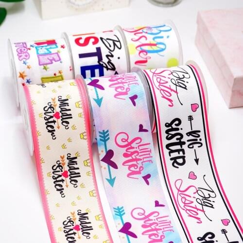 DIY Cartoon Sister Printed Grosgrain Ribbon For Craft Supplies Sewing Accessories 5 Yards. 14067