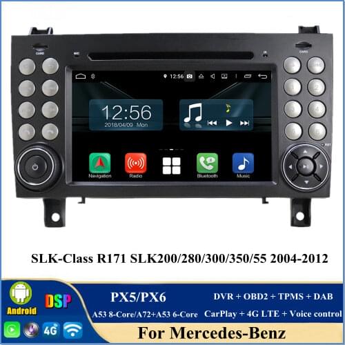 DSP PX6 Android 10 Car Audio DVD Radio GPS Bluetooth WIFI for Mercedes Benz SLK Class R171 SLK200/280/300/350/55 2004-2012