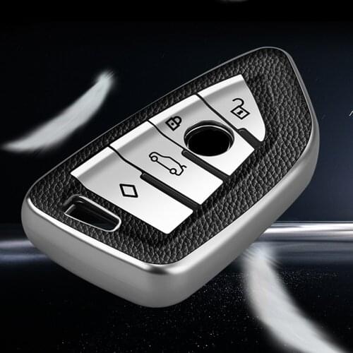 For BMW X1 X3 X5 X6 1 2 5 7 Series F15 F16 E53 E70 E39 F10 F30 G30 TPU Leather Car Key Holder Case Cover Protector
