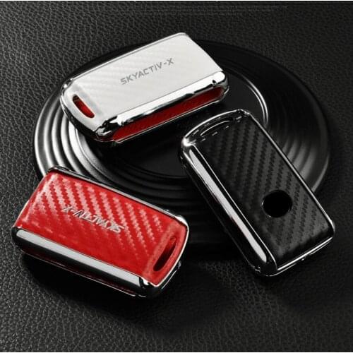 Car Carbon Fiber Key Case Holder For Mazda 3 Alexa CX4 CX5 CX8 CX30 2019 2020 3/4 Button FOB Smart Key Accessories
