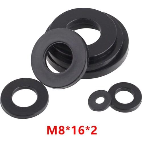 1000pcs M8*16*2 Black Nylon Flat Washer DIN125 Plastic Plated Seals Washer Ring Gasket Spacer m8x16x2mm