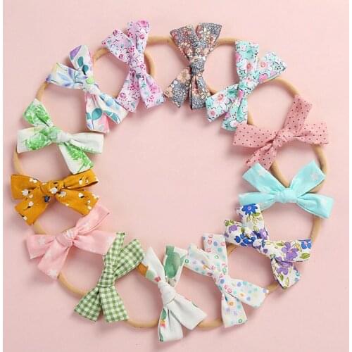 Baby girls hair bow headband Baby hair accessories Infant girls nylon headband with hair bows Toddler elastic hair bands HB370S