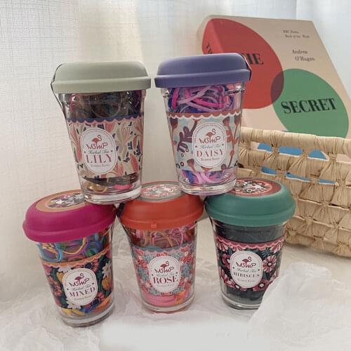 Canned New Flower Cup Disposable Rubber Bands Students Elastic Hair Rope Hair Ring Korean Cute Girls Heart Hair Accessories