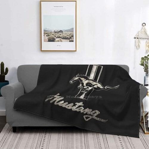 Ford Mustang - Vintage Classic Stripes Logo Distressed Low Price New Print Novelty Fashion Soft Blanket Automobile Vintage