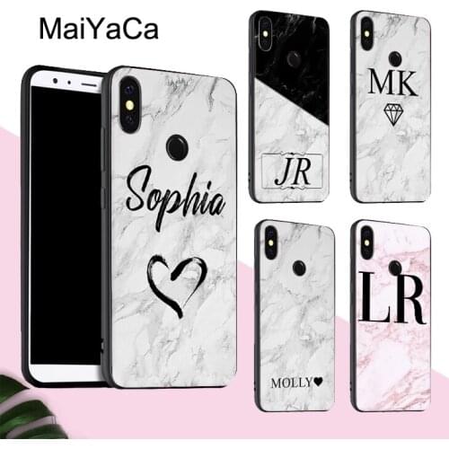 MaiYaCa PERSONALISED MARBLE MONOGRAM Case For POCO X3 F2 Pro Case For Redmi Note 8 Pro 8T 7 9 9S 9A 9C For Mi Note 10 Lite A3