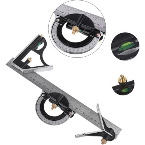 12" Combination Protractor Tri-Square Angle Ruler Machinist Stainless Steel Measuring Tools Professional