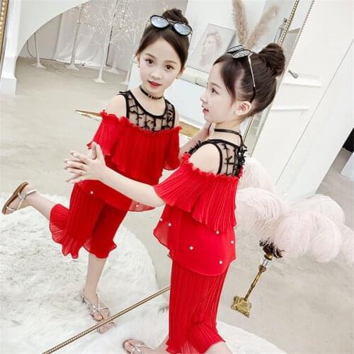 Toddler Girls Clothing Sets 2020 Summer Girls Clothes Chiffon top and Pants Outfit Kids Tracksuit Suit Children Clothing
