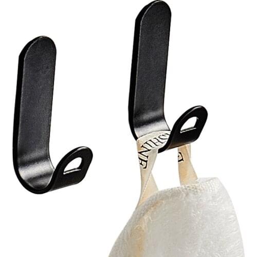 Punch-free hook behind the door wall-mounted space aluminum clothes coat hook bathroom kitchen metal strong adhesive hook