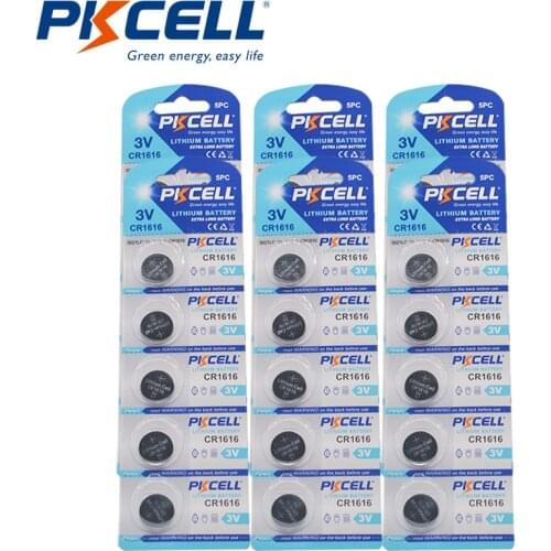30Pcs PKCELL CR1616 3V Lithium Battery DL1616 ECR1616 CR 1616 Button Cell Batteries