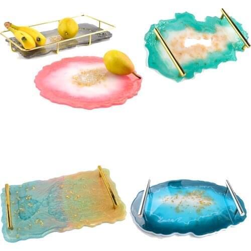 4Pcs Irregular Geode Tray Resina Moldes Set DIY Fruit Tray Formy Silikonowe Coaster Silikon Form For Epoxy Resin Jewelry Crafts