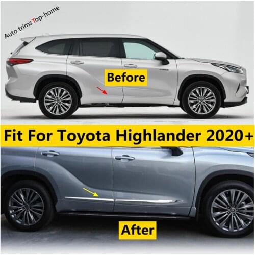 ABS Chrome Molding Door Body Strip Streamer Cover Kit Trim Exterior For Toyota Highlander 2020 2021 2022 Accessories