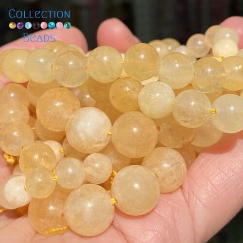 Natural Stone Citrines Chalcedony Jades Round Bead For Jewelry Making 6-10 MM DIY Bracelets Accessories Wholesale