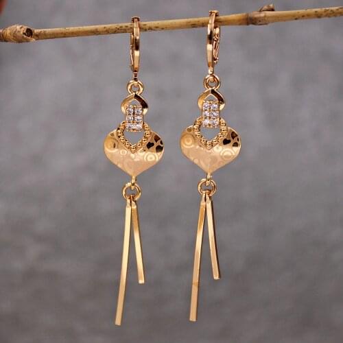 New Luxury Drop dangle heart Earring Women 's earrings Trendy Fashion Gold Earrings for womens white Zircon Jewerly accessories