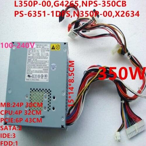 New Original PSU For Dell 370 8400 Rated 350W Peak 450W Power Supply L350P-00 G4265 NPS-350CB PS-6351-1DFS N350P-00 X2634