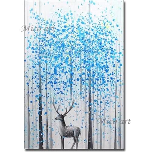 Modern New Textured Canvas Art Tree Oil Painting 100% Hand Painted Wall Hangings Deer Pictures Art Decoration Artwork For Home