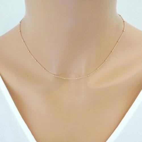 Women Gold Chain Necklace Delicate Beaded Satellite Dainty Choker Necklace Minimalist Collar Femme Bijoux Simple Jewelry