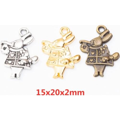 35pcs Animal rabbit zinc alloy pendant suitable for making bracelets, necklaces, jewelry pendants 8453