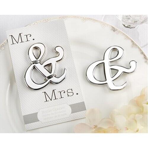 Just Arrival New Popular Mr & Mrs Ampersand Bottle Opener Wedding Favors Free Shipping 100 PCS
