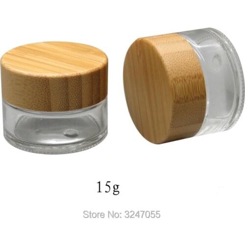 15G 20pcs/lot Clear Glass Empty Lotion Packing Box, DIY Bamboo High Class Mask Refillable Container, Top Grade Cream Storage Jar