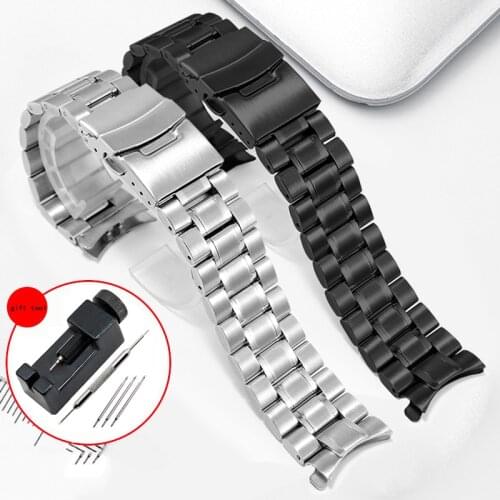 Yopo Solid Stainless Steel Watchband Black Silver Bracelet For TIANWANG Citizen Mens Watch Chain 18 20 22 24mm