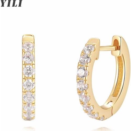 Huggie Hoop Earrings Cubic Zirconia Cuff Hoop Earrings 14K Gold Plated Small Earring Ear Piercing for Women