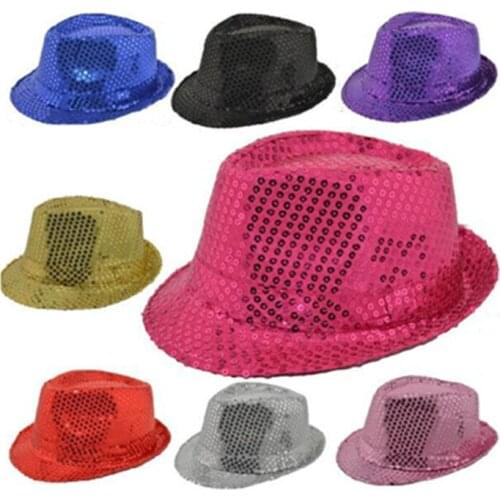Sequin Jazz Top Hat Boys Hip Hop Girls Street Dance Shiny Stage Cap Kids Fashion Summer Outdoor Child Performance Costume Hats