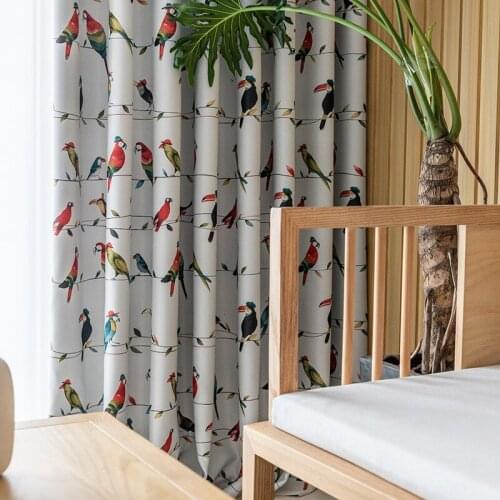 Light Luxury Parrot Printing Curtains Modern Minimalist for Living Room Bedroom Study Blackout Printing Curtains tulle Custom