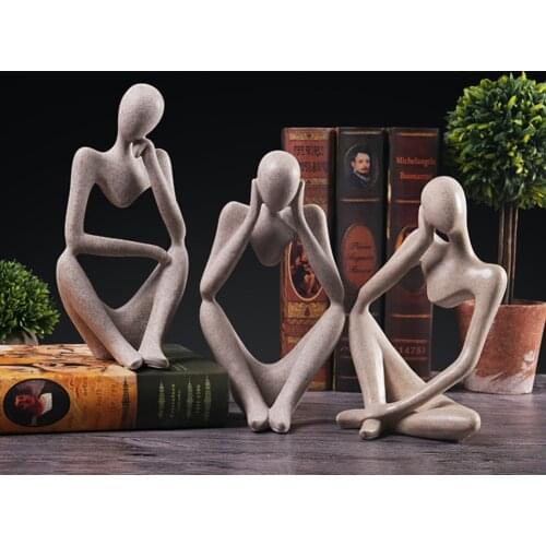 European Style Abstract Thinker Statue Home Entrance Cabinet Living Room Sculpture Resin Forgetive Model Figurine Decoration