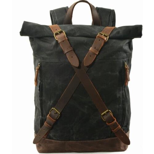 Hlurker Outdoor Bag Waterproof Canvas Unisex Vintage Cowboy Backpack Camera Bag Travel Rucksack Hiking Camping Backpacks