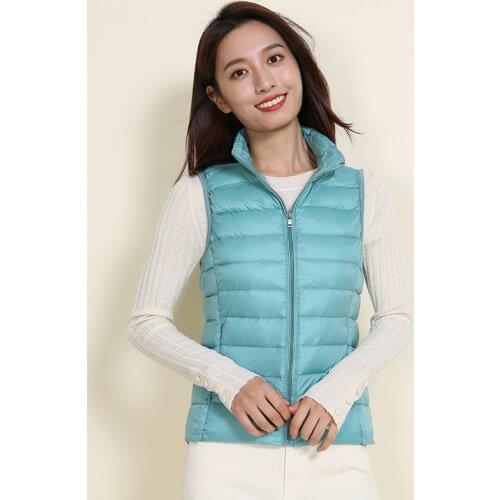 Ultra Light Slim Down Coat Women Winter Stand Collar Thin Jacket Windproof Padded Waistcoat Sleeveless Portable Duck Down Vest