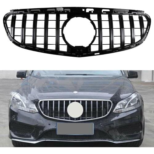 GTR Style Car Front Bumper Upper Grille Grill For Mercedes Benz E-Class W212 E200 E250 E300 E350 E400 E500 2014-2016 w/ Emblem