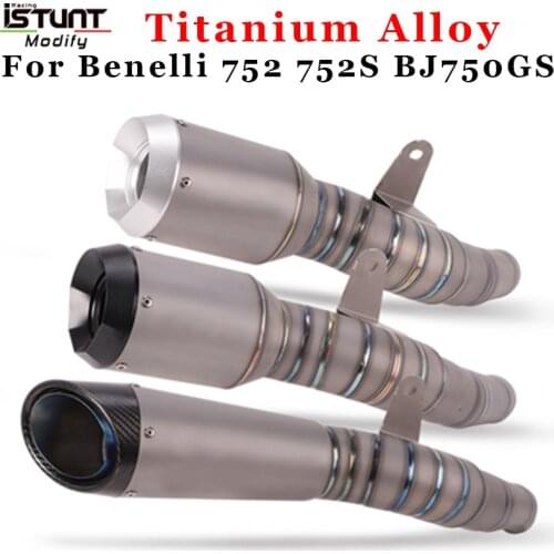 Slip On For Benelli 752 752S BJ750GS Titanium alloy Motorcycle GP Exhaust Pipe Escape Carbon Fiber CNC Muffler Middle Link Pipe