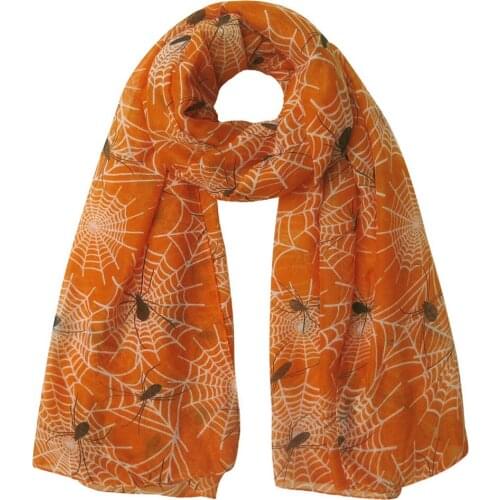 Spider and Web Print Womens Scarf Shawl Wrap Halloween Party Gift Winter Accessories, Free Shipping