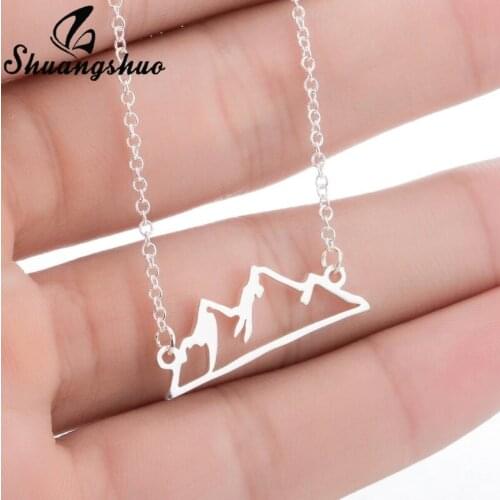 Boho Fashion Necklace Snow mountain Pendants Necklaces for Women Simple Mountain Collares Hiker Climbing Men Stainless Steel
