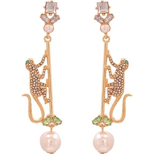 ZHINI Bohemia Vinatge Golden Long Earrings for Women 2021 Fashion Imitation Pearls Dangle Drop Earring Rhinestone Jewelry Gift