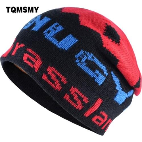 TQMSMY Letter Winter men knitting beanie hat cap for women skating Ski caps skullies beanies for winter women Hip Hop caps TMD27