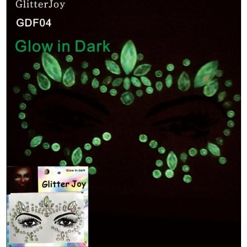 GDF04 1Pc Glow in Dark Luminous Face Jewel Body Decor Night Club Festival Party Body Gems Rhinestone Sticker